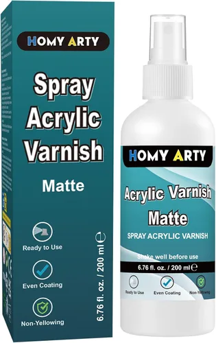 Vista 10 de HOMY ARTY Spray de barniz acrílico, 2 x 6.76 fl oz Barniz de alto brillo