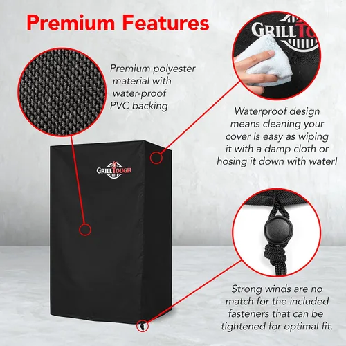 Vista 3 de GrillTough Funda para Ahumador de Servicio Pesado, 30 Pulgadas – Impermeable, Resistente a la Intemperie, Resistente a los Rayos UV y a