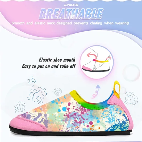 Vista 6 de Apolter - Zapatos de agua o natación estilo calcetín para niños, unisex, antideslizantes, para la playa o piscina, color aguamarina