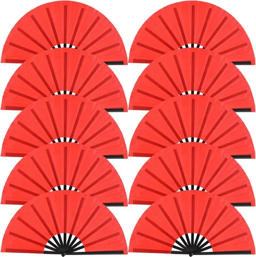 Vista 38 de Huralona Paquete de 5 abanicos plegables grandes de tela para fanáticos de rave, fanáticos chinos de Kung Fu Tai Chi para festivales y danzas