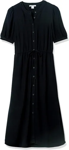 Vista 10 de Tienda Essentials - Vestido por debajo de la rodilla de media manga para mujer, estilo acampanado, ajuste holgado, ceñido en la cintura