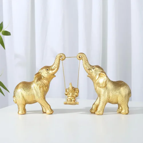 Vista 2 de Estatua de elefante, decoración de figuras de elefante dorado