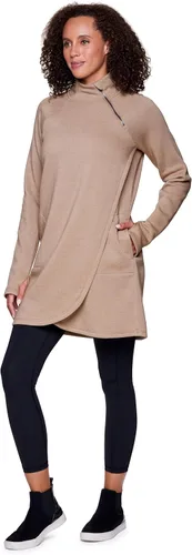 Vista 3 de RBX Active - Vestido tipo túnica de forro polar con cremallera de 14 para mujer, vestido tipo suéter con bolsillos