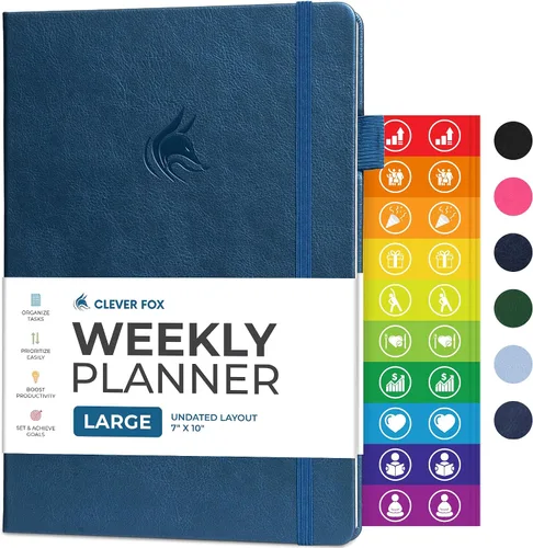 Vista 27 de Clever Fox Planner – Planificador semanal y mensual sin fecha para productividad, manejo del tiempo y objetivos – Diario organizador – A5