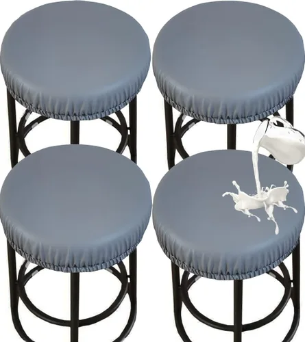 Vista 13 de HFCNMY Fundas para taburetes redondas, elásticas de poliuretano redondo, impermeables, fundas de asiento para taburetes de bar, fundas de asiento