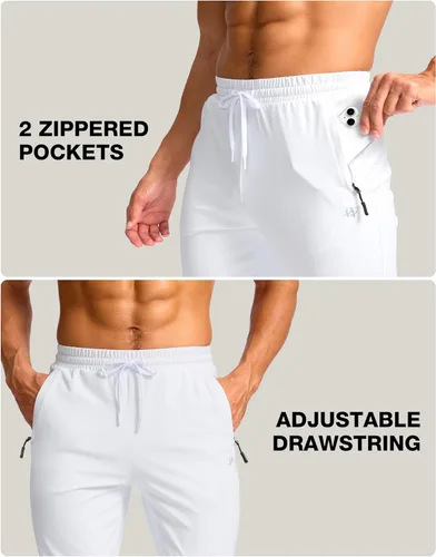 Vista 5 de Pudolla Pantalones deportivos altos para hombre con entrepierna de 32/34/36/38 pulgadas con bolsillos con cremallera, pantalones deportivos ligeros
