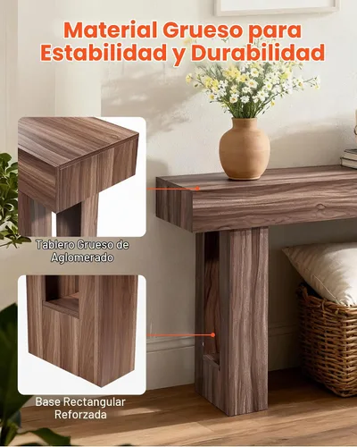 Vista 6 de VEVOR Mesa de consola, mesa de entrada de 63 pulgadas, mesa rectangular de madera, mesa de sofá estrecha detrás del sofá, mesas de consola