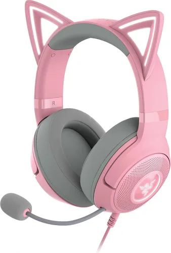 Vista 9 de Auriculares Razer Kraken Kitty V2 USB con cable RGB: Orejas de Kitty Chroma - Iluminación reactiva para transmisión - Micrófono cardioide HyperClear