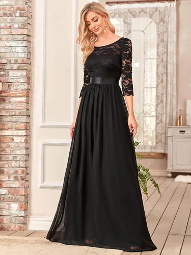 Vista 4 de Ever-Pretty - Vestido largo elegante para dama de honor, con cintura imperio, manga de 34, 07412