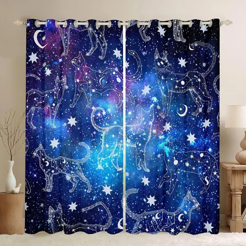 Vista 12 de jejeloiu Cortinas de oscurecimiento de libélula (2 paneles, 52 x 84 pulgadas), cortinas abstractas para dormitorio, sala de estar, arte moderno, 30%