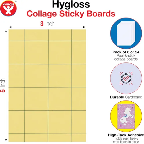 Vista 2 de Hygloss Pizarras adhesivas para collage – Paquete de 6 tableros autoadhesivos de collage de 3 x 5 pulgadas para niños, tableros de montaje