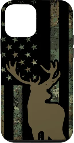 Vista 15 de Funda de camuflaje para iPhone 13 con diseño de alce y caza de bandera americana