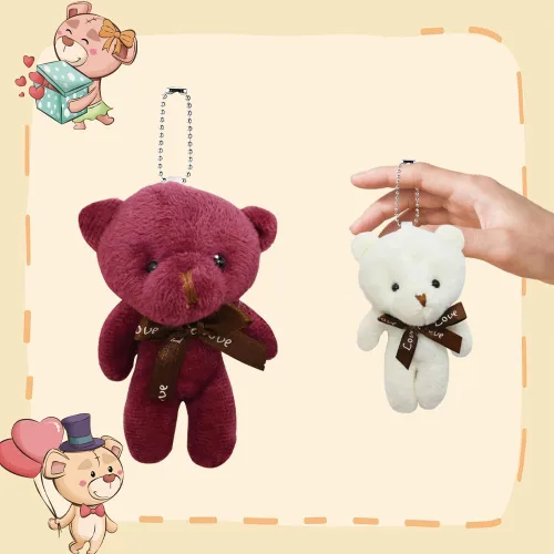 Vista 3 de LUKBERA Paquete de 28 llaveros de juguete de oso de peluche a granel, juguetes de oso de peluche de animales pequeños para niños, regalos