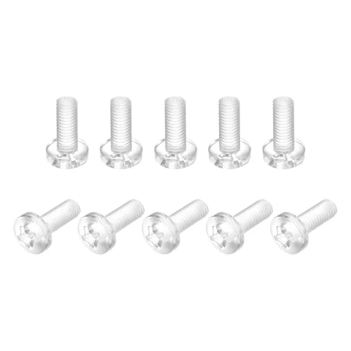 Vista 8 de uxcell M2x6mm plástico Phillips pernos 50pcs PC Pan cabeza máquina tornillos transparentes