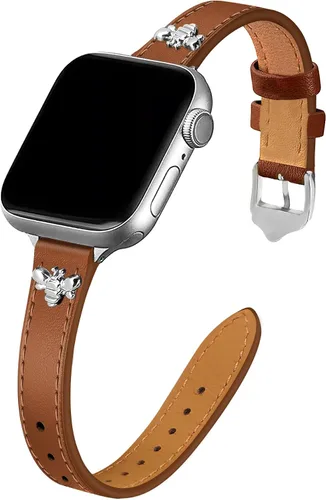 Vista 13 de JR.DM Correas de cuero delgadas compatibles con Apple Watch Band 1.496 in 1.575 in 1.614 in 1.654 in 1.732 in 1.772 in 1.811 in 1.929 in, correa
