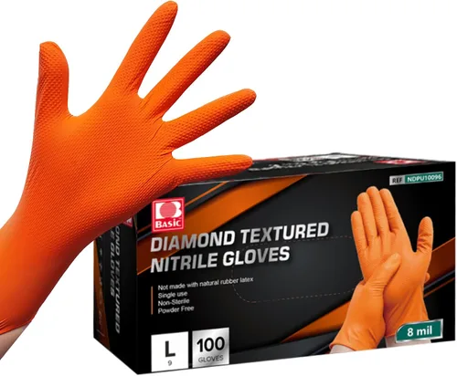 Vista 19 de Jointown Guantes Básicos de Nitrilo de Servicio Pesado, Guantes de Mecánico de Nitrilo Desechables de 8 Mil, con Textura de Diamante Elevada, Caja