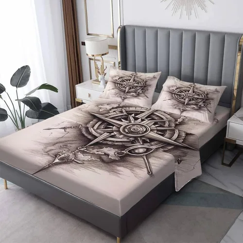 Vista 48 de Juego de sábanas tamaño individual: sábanas y fundas de almohada, sábanas y fundas de almohada, microfibra suave y bolsillo profundo y patrón sin
