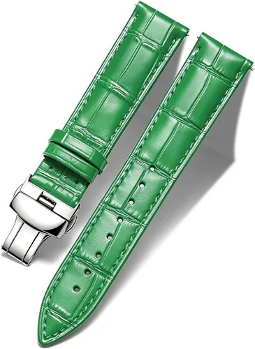 Vista 34 de BINLUN Leather Watch Strap, Quick Release Genuine Leather Replacement Watch Band with Butterfly Deployment Buckle for Men and Women, 12mm-24mm Blanco