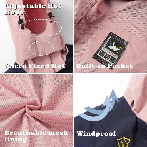 Vista 6 de GIISAM Chaqueta de lluvia para mujer, impermeable, ligera, impermeable, impermeable, rompevientos, con capucha