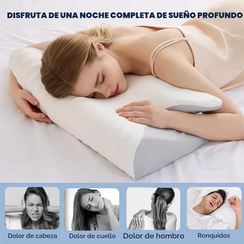 Vista 2 de Almohada cervical para el cuello para aliviar el dolor, almohadas ergonómicas de espuma viscoelástica de contorno, almohada ortopédica para dormir