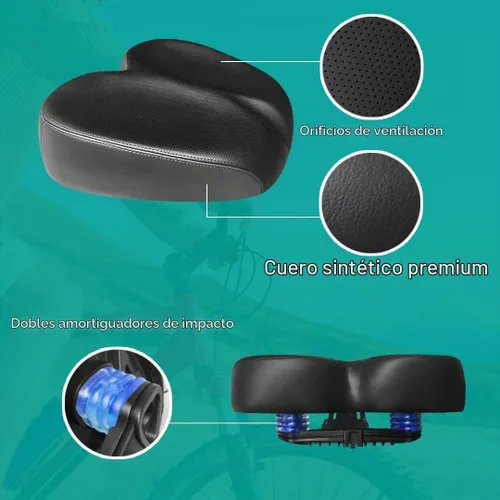 Vista 5 de Cómodo sillín de bicicleta para ejercicio y bicicleta de carretera, asiento cómodo de gran tamaño para estacionario extra ancho de repuesto