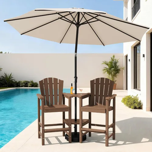 Vista 24 de KINGYES Aruba - Juego de 4 sillas Adirondack altas de HDPE con bandejas de conexión dobles, silla Adirondack de altura de barra en relieve para 2