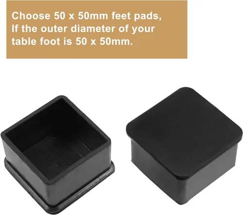 Vista 3 de Uenhoy 8 tapas cuadradas de goma antideslizantes para patas de silla, protectores de suelo de 2 x 2 pulgadas (paquete de 2)