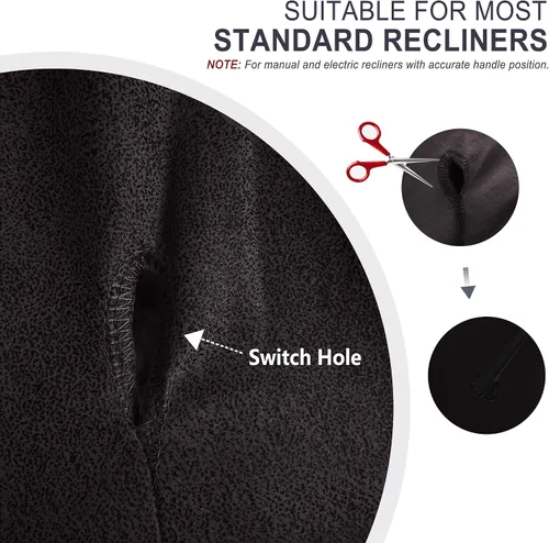 Vista 8 de ANARACHON Fundas para sillas reclinables con aspecto de cuero, funda elástica de 4 piezas, funda suave para silla reclinable, protector de muebles