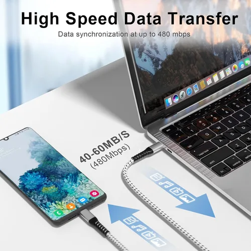 Vista 4 de Cable USB C a USB C (paquete de 3 cables de 1 pie) para iPhone 15, cable de carga rápida tipo C de 60 W para Apple iPhone 15 Pro Max Plus/MacBook