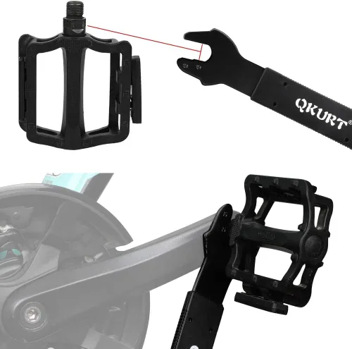 Vista 6 de QKURT Llave de pedal de bicicleta, llave de pedal de bicicleta, herramienta de reparación de ciclismo de doble cara para ciclismo, bicicleta