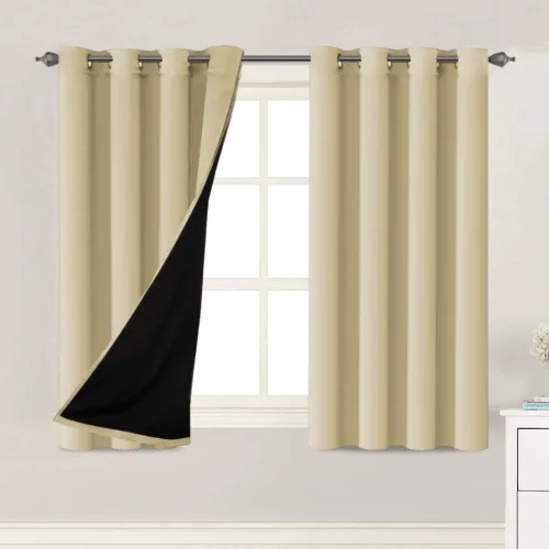Vista 38 de H.VERSAILTEX Paneles de cortina 100% opacas de 45 pulgadas de largo, con aislamiento térmico, cortinas opacas con forro para dormitorio, dos capas