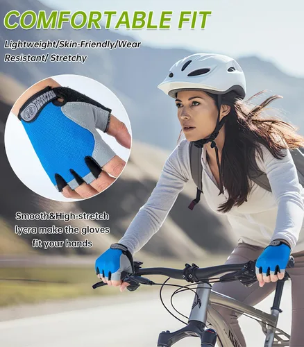 Vista 4 de WULI Guantes de ciclismo de medio dedo para hombres y mujeres, guantes de fitness para ciclismo, transpirabilidad, equipo de yoga antideslizante