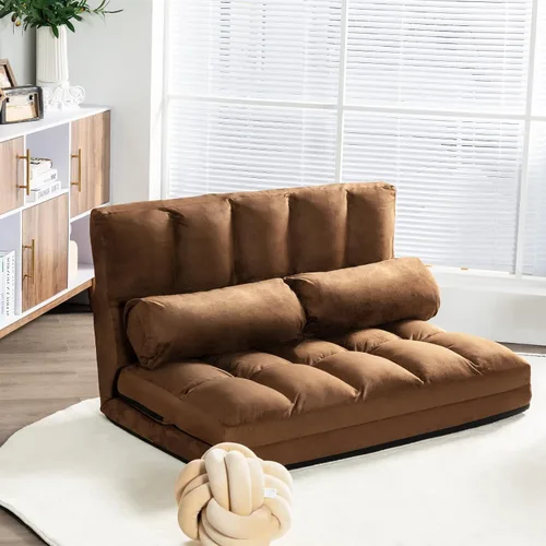 Vista 10 de S AFSTAR Safstar Sofá plegable y futón de suelo, sofá cama de tela de 6 posiciones con 2 almohadas y relleno de esponja, sofá perezoso ajustable Azul