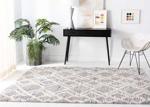 Vista 11 de SAFAVIEH Berber Shag Collection - Alfombra decorativa, 2 x 4 pies, diseño marroquí, color gris y crema, no desprende pelusa y de fácil cuidado, 1.2