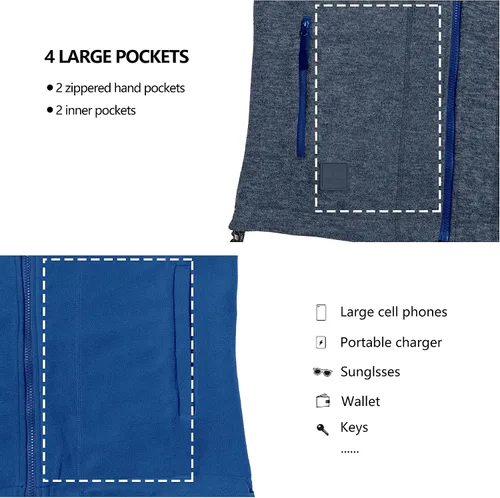 Vista 16 de Little Donkey Andy Chaleco de forro polar reversible para hombre, ligero, cálido, sin mangas, con capucha, para senderismo, caminar, viajar