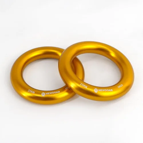 Vista 8 de NewDoar Rappel Ring 25kN Oro Grande O-Ring Cuerda Conector para Escalada Arborista Rescate Hamaca y Slackline