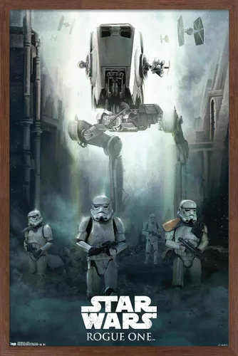 Vista 10 de Trends International Star Wars: Rogue One - Póster de pared de asedio, 14.725 x 22.375 pulgadas, versión enmarcada de madera de granero