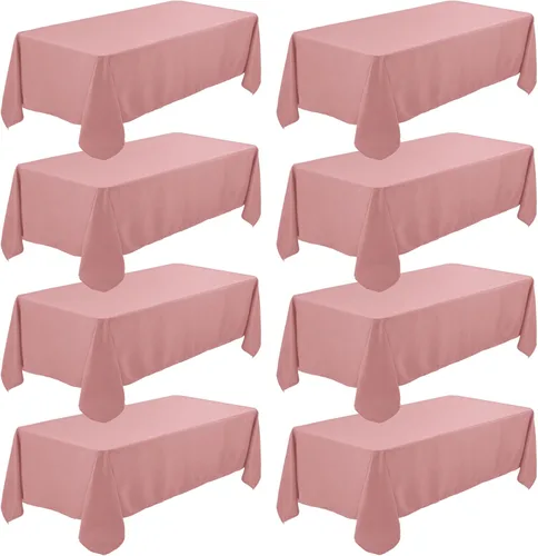 Vista 14 de Fivenl - Juego de 8 manteles negros de 60 x 84 pulgadas, manteles de mesa rectangular de 4 pies al por mayor, fundas de mesa de poliéster lavable