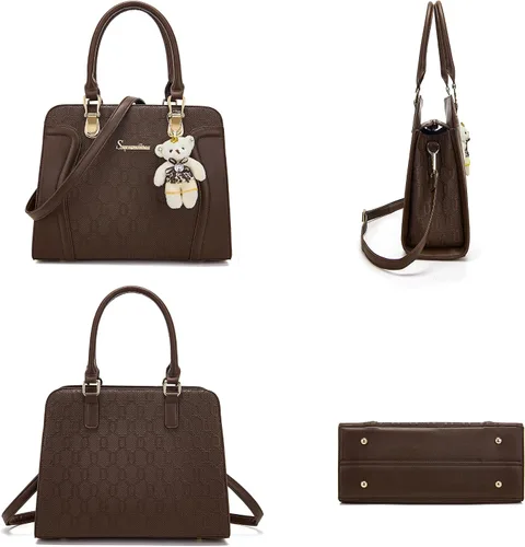 Vista 105 de Bolsos de mano de moda para mujer, bolsa de hombro, asa superior, bolsa de mano, juego de 4 piezas