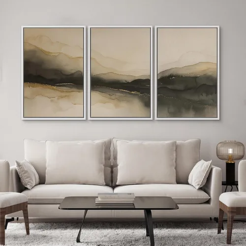 Vista 210 de SIGNWIN Lienzo enmarcado para pared, juego de arte de collage de hojas transparentes en blanco y negro, ilustraciones de naturaleza silvestre, arte