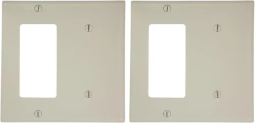 Vista 5 de Leviton Decora/ICFT - Placa de pared para combinación de dispositivos de 2 unidades, 1 blanco, tamaño estándar, 80708