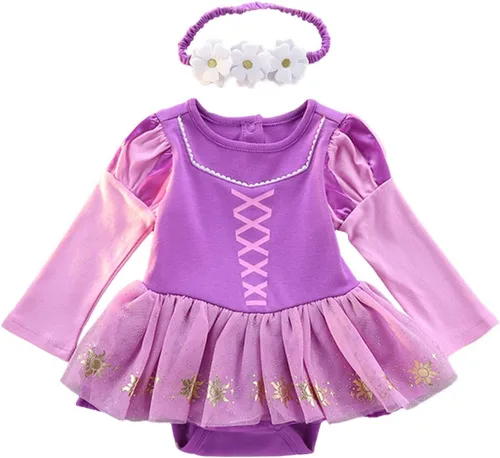 Vista 107 de Disfraz de princesa de Belle Sofía Blancanieves para niñas pequeñas, disfraz de princesa, Navidad, Halloween, mameluco con diadema