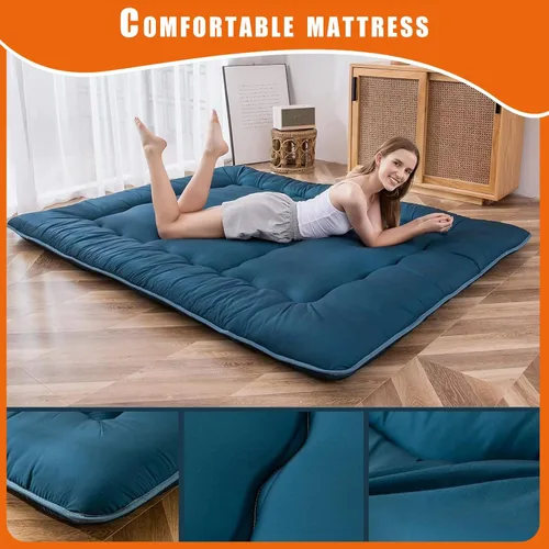 Vista 6 de QQP Colchón de futón japonés plegable de tatami, tapete portátil para adultos y niños, tapete para dormir adecuado para campamento, habitación