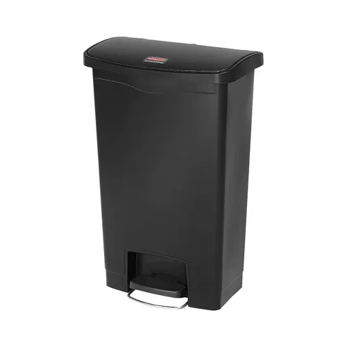 Vista 44 de Rubbermaid Commercial Products - Bote de basura Streamline Slim con pedal Papelera de plástico, 4 galones (15 litros), color rojo, con manos