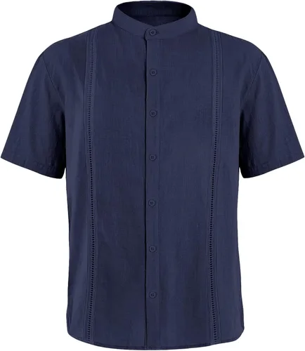 Vista 6 de Ryannology Guayabera - Camisas de lino de manga corta con botones para hombre, estilo casual, playa, campamento cubano, camisa mexicana para hombre