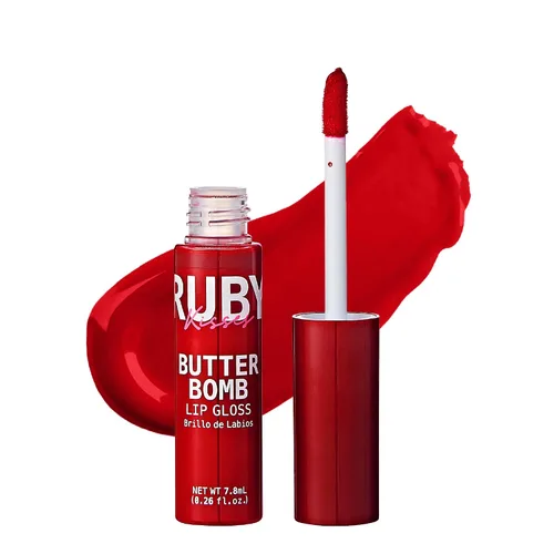 Vista 19 de Ruby Kisses Brillo de labios Butter Bomb Gloss, brillo de labios no pegajoso, vitamina E, tono natural desnudo, maquillaje de labios - 7.8mL