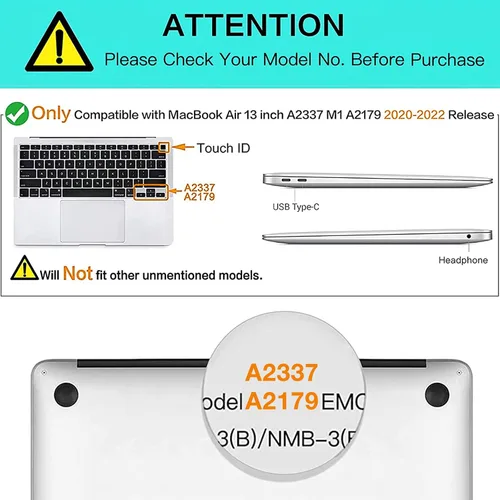 Vista 5 de MOSISO Funda compatible con MacBook Air de 13 pulgadas 2022 2021 2020 versión A2337 M1 A2179 con pantalla Retina Touch ID, carcasa rígida