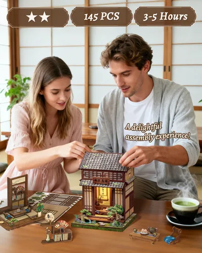 Vista 5 de Cutefun Book Nook Japón - Kit de casa en miniatura DIY para adultos, decoración de estantería, casa pequeña, rompecabezas 3D, manualidades, regalos