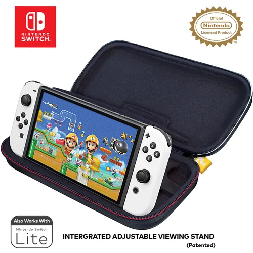 Vista 3 de Game Traveler Nintendo Switch Super Mario Case - Adjustable Viewing Stand & Game Case Storage , Protective Vinyl Hard Shell Case with Deluxe Carry