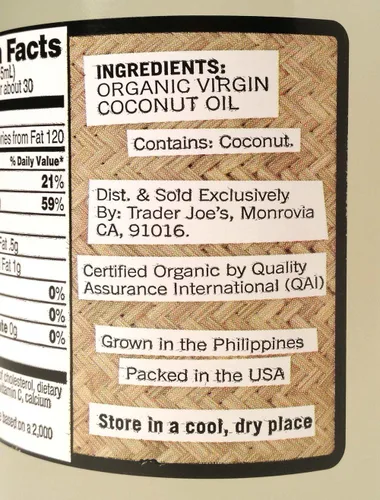 Vista 2 de Trader Joe's Aceite de coco virgen orgánico, 16 onzas líquidas